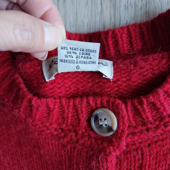 Vintage Eddie Bauer Wool Alpaca Fair Isle Nordic Cardigan Button Red Blue - Picture 8 of 8